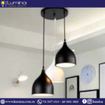 Luminaire suspension triple design B042-3 en métal noir