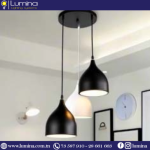Luminaire suspension triple design B042-3 en métal noir