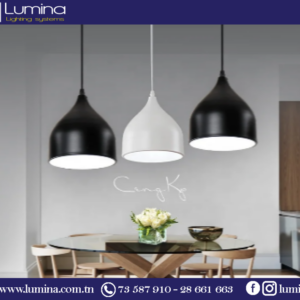 Suspension 3 points E27 design moderne noir B043-3