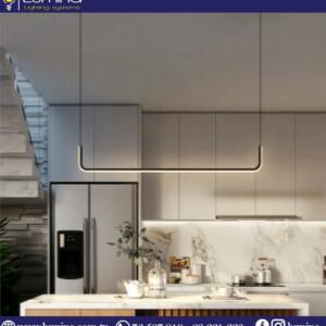 Lustre LED 120cm au design noir moderne