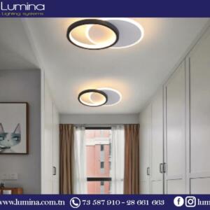 Applique plafonnier led noir à trois couleurs de lumière variable