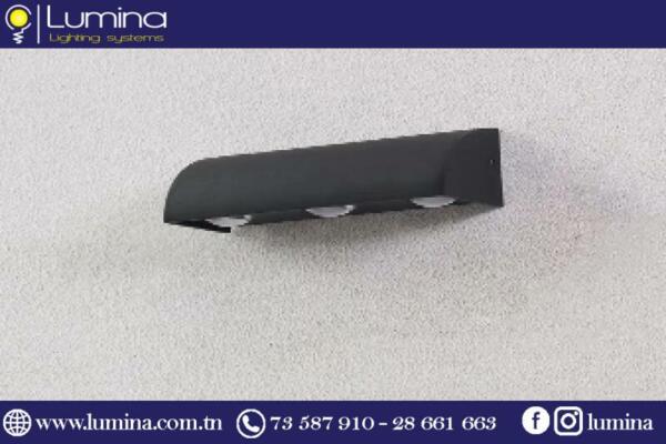 Applique murale LED IP65 noire éclairage chaud 3000K