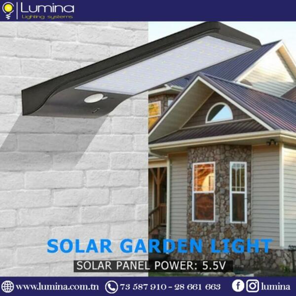 6011 Applique murale solaire plate LED 6011 noir pour éclairage extérieur - 1