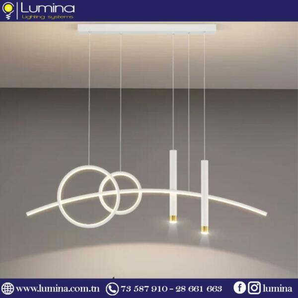 Lustre led blanc moderne suspendu de 100cm - 1