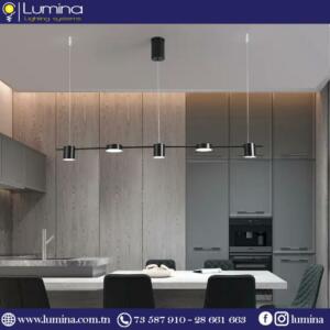 Lustre led linéaire moderne de couleur noire pour salon ou salle à manger - 1