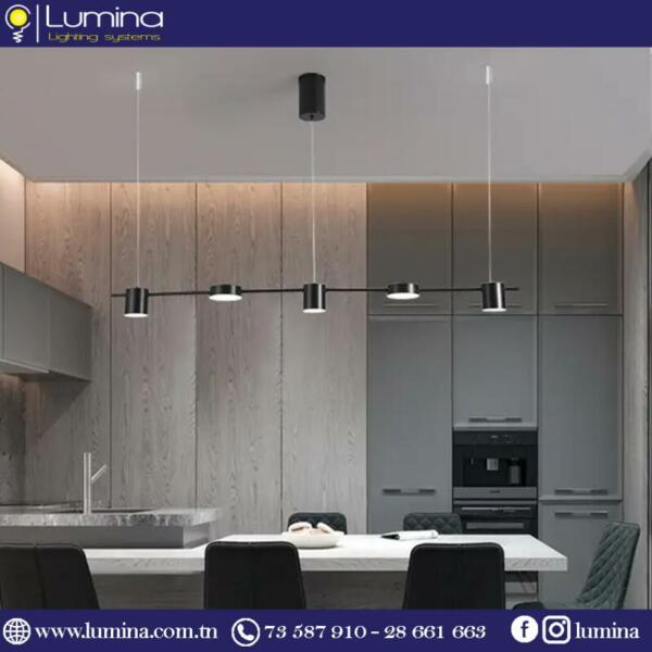 Lustre led linéaire moderne de couleur noire pour salon ou salle à manger - 1