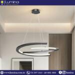 Lustre led moderne en forme d'anneau de 50cm installé dans un salon - 1