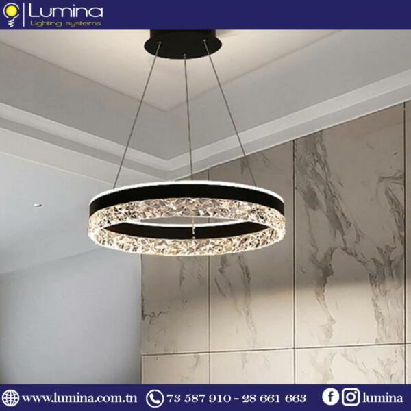Lustre LED noir 50cm au design moderne et circulaire pour intérieur - 1
