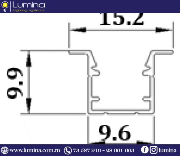Profilé noir encastrable en aluminium noir mat 3 mètres pour ruban led