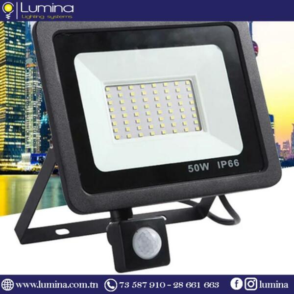 Projecteur LED 50W avec détecteur de mouvement lumière blanche 6500K - 1