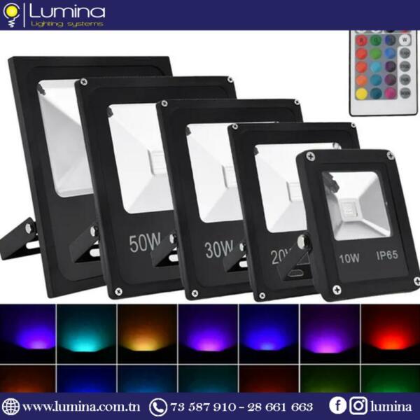 rgb Projecteur led rgb 20w étanche avec commande pour extérieur - 1