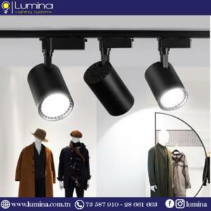 Projecteur sur rail LED noir 30W 4000K pour vitrine - 1
