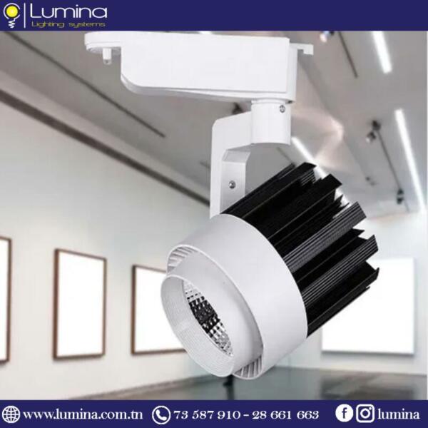 Projecteur sur rail LED blanc 30W pour éclairage professionnel - 1