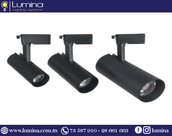 Projecteur sur rail 10w noir 6500k b69 pour éclairage professionnel
