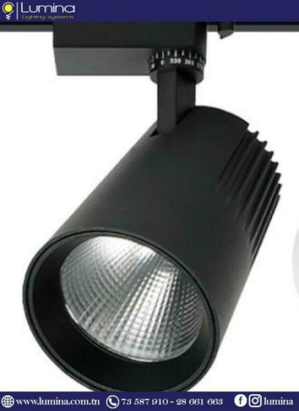 Projecteur sur rail 30w noir blanc froid 6500K
