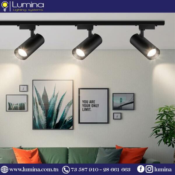 Projecteur sur rail LED noir 30W lumière blanche 6500K - 1