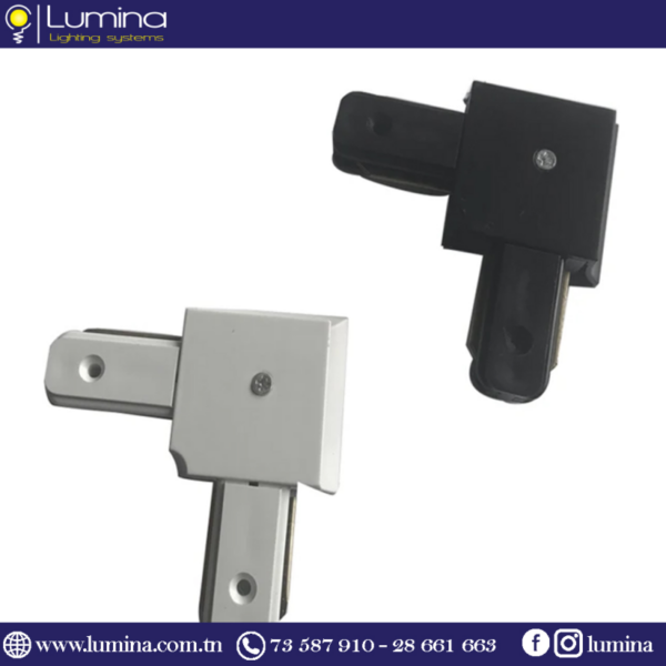 Raccord rail coude L blanc monophasé - 1