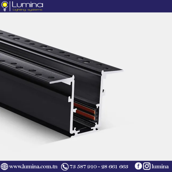 Rail magnétique led encastrable 1m noir mat 48v - 1