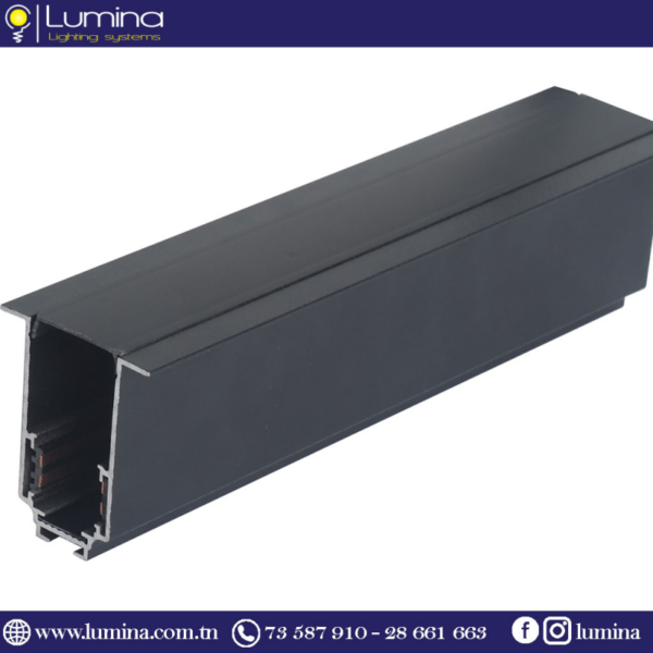 Rail magnétique plâtre encastrable noir 3m Lumina