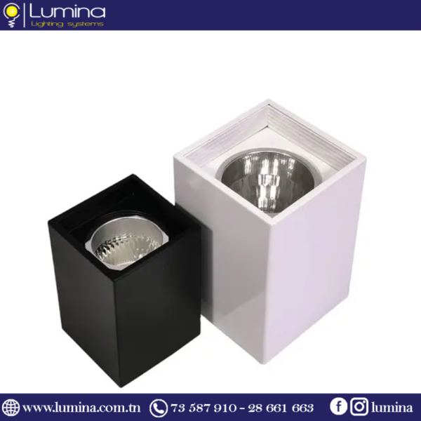 Spot apparent E27 carré noir design moderne pour plafonnier - 1