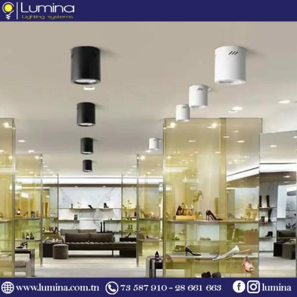 Spot apparent E27 noir plafonnier rond - 1