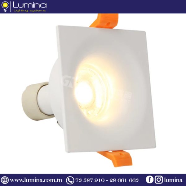 Spot encastrable aluminium blanc carré 80mm vue de face - 1