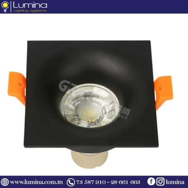 Spot encastrable aluminium carré noir 80mm 610S-BK - 1