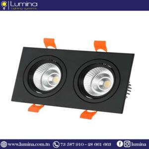 Spot encastrable double carré noir en polycarbonate - 1