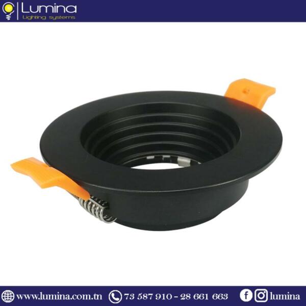 Spot encastrable noir rond en aluminium pour plafond - 1