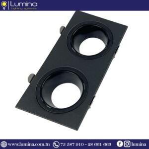 Spot encastrable noir en polycarbonate double carré indirect - 1