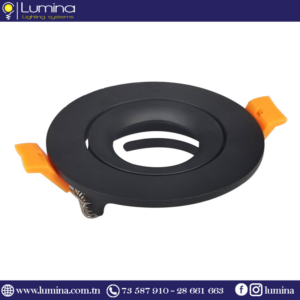 Spot encastrable noir rond orientable 90mm vue de face - 1