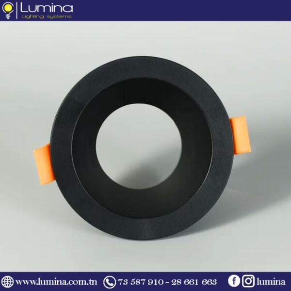 Spot encastrable noir rond fixe en polycarbonate - 1