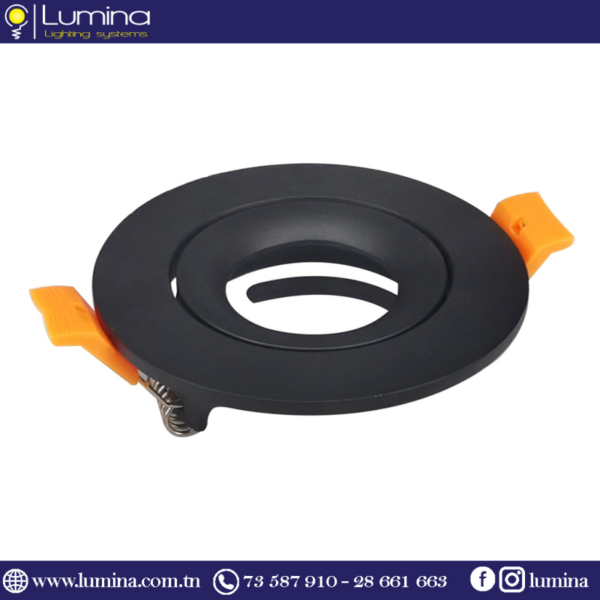 Spot encastrable noir rond orientable 90mm vue de face - 1