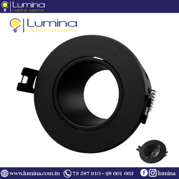 Spot encastrable noir orientable rond pour faux-plafond - 1