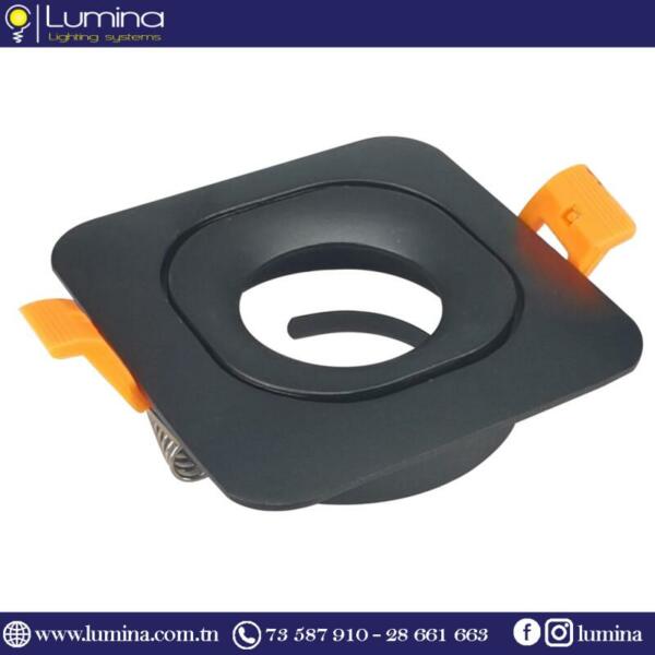 Spot encastrable orientable noir carré en aluminium - 1