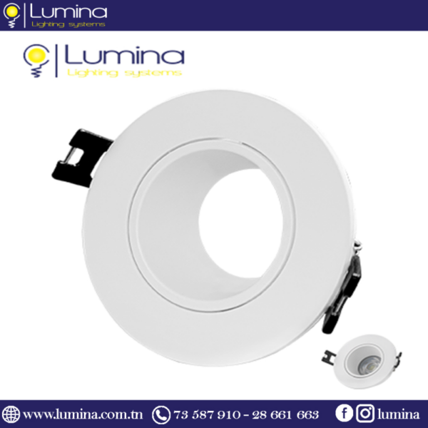 Spot encastrable orientable rond blanc pour plafond - 1