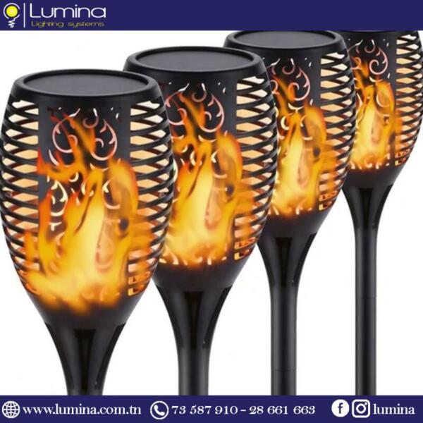 Spot jardin solaire 33 led effet flamme - 1