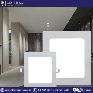 Vue de face d'un spot led encastrable 6w carré blanc extra plat - 1