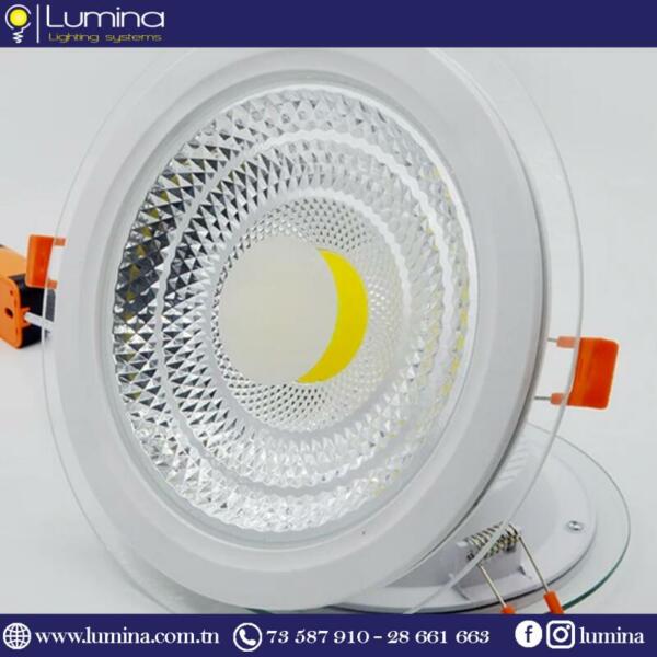 Spot led encastrable 10W rond en verre pour faux plafond - 1