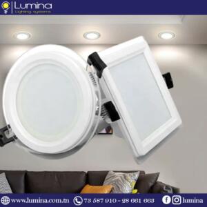 Installation au plafond d'un spot led encastrable 12W rond en verre - 1