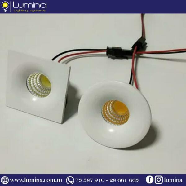 Spot niche led carré encastrable 3W blanc 6500K - 1