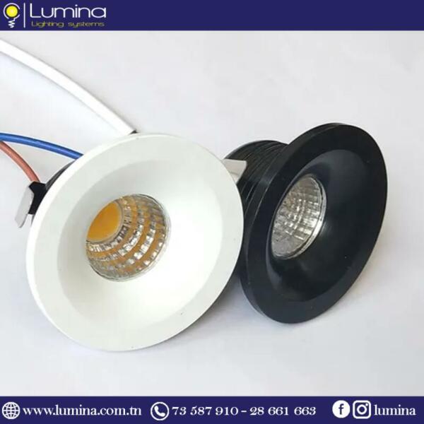 301BN Spot niche led encastrable rond noir 3W 3000K - 1