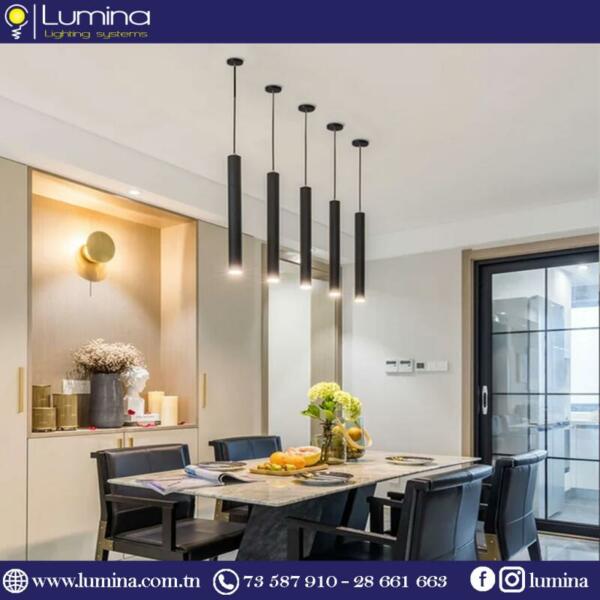 Suspension gu10 noire cylindrique design pour plafond - 1