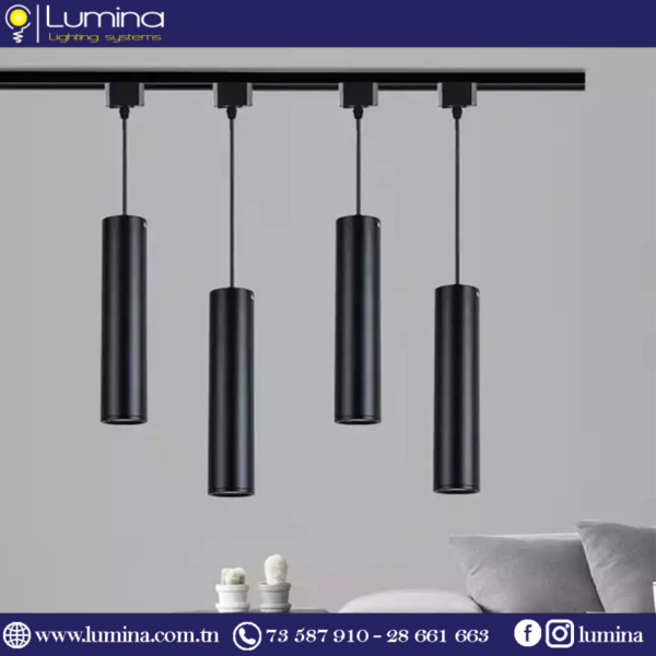 Suspension sur rail gu10 noir 400mm - 1