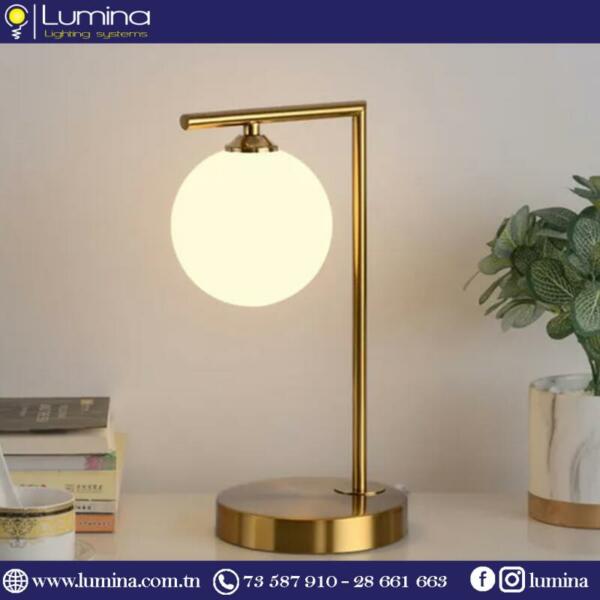 Veilleuse table de nuit dorée au design moderne avec culot E27 - 1