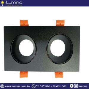 Spot encastrable double noir carré orientable en aluminium