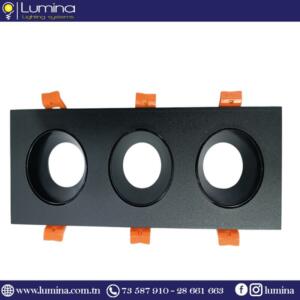 Spot encastrable triple noir en aluminium pour plafond suspendu