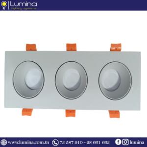 Spot encastrable triple blanc carré en aluminium 608s-3f-wh