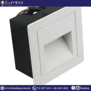Spot LED encastrable mural carré blanc 3000K pour balisage escalier - 1