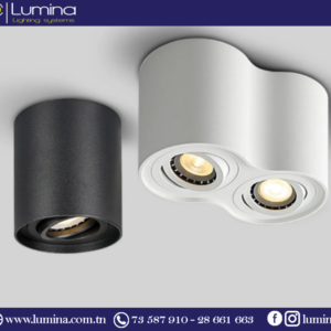Spot rond apparent en polycarbonate gris pour plafond moderne